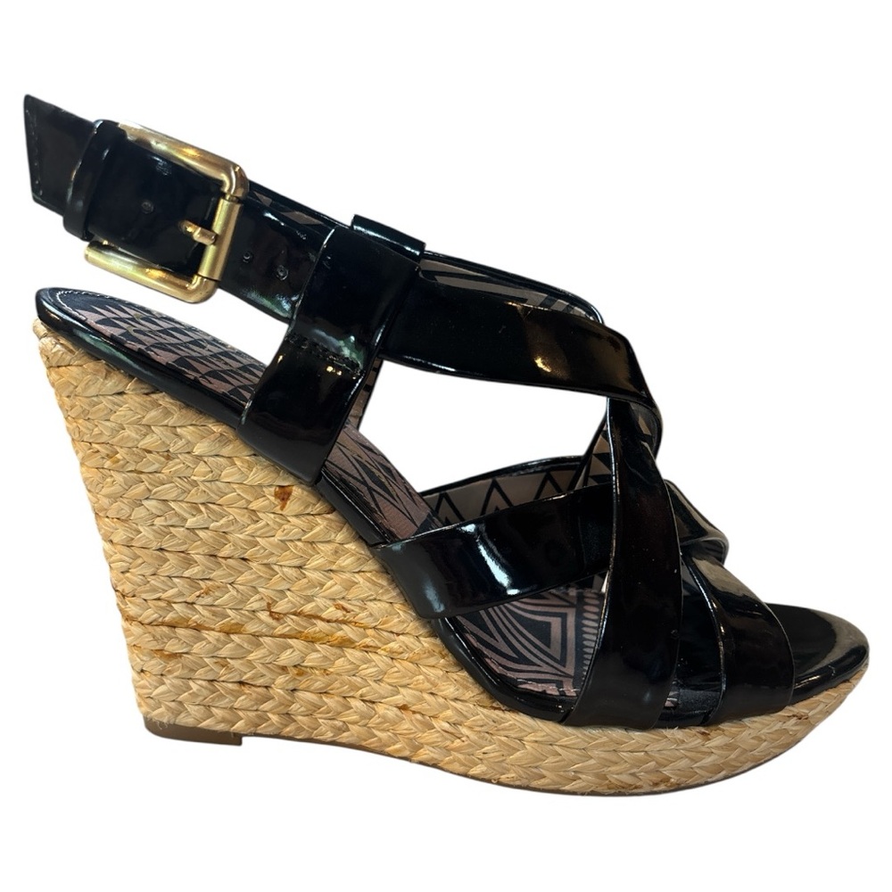 Jessica Simpson Catalina Black Patent Wedge Sandals - Picture 2 of 11
